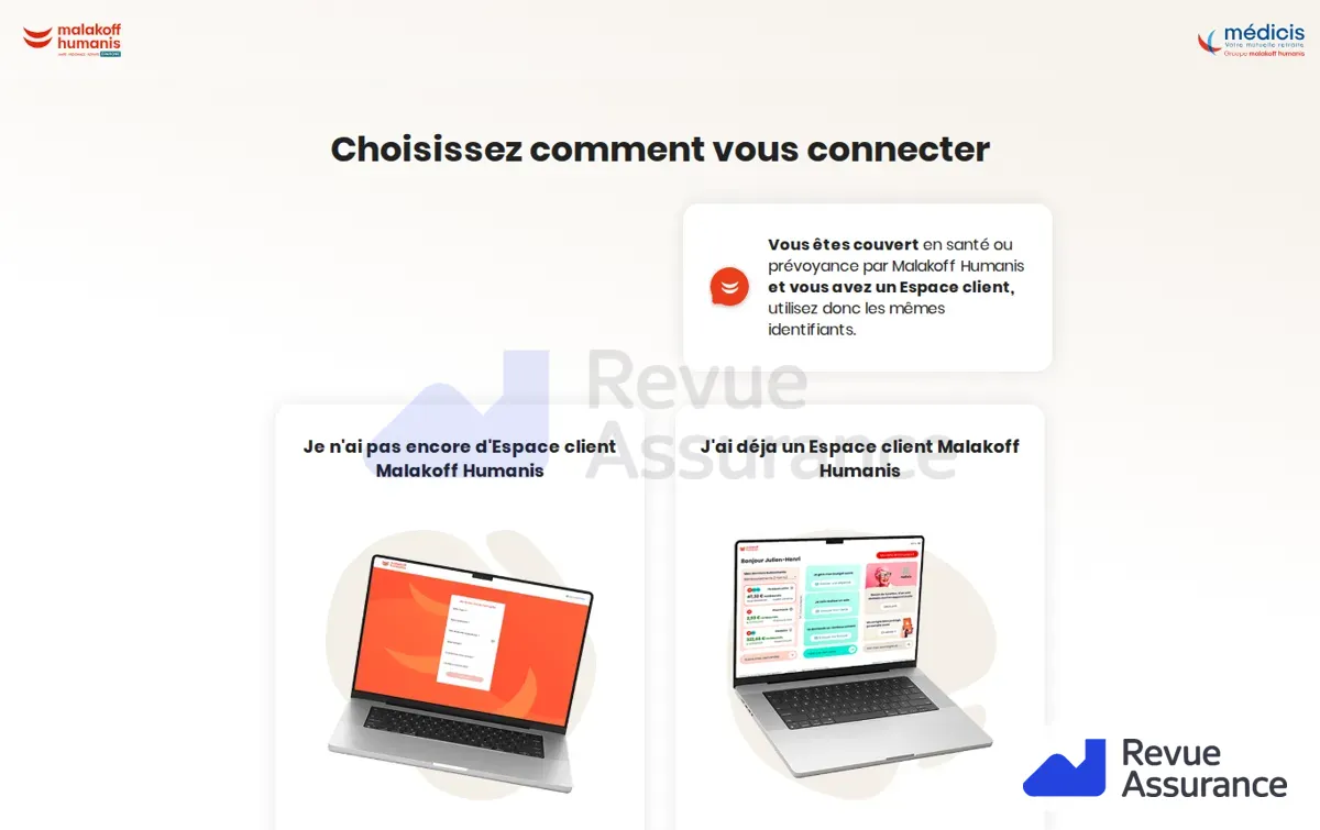 Capture : Choix de connexion | Malakoff Humanis
